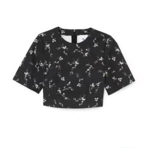 G label by GOOP Taz short sleeve crop top black micro floral size 0